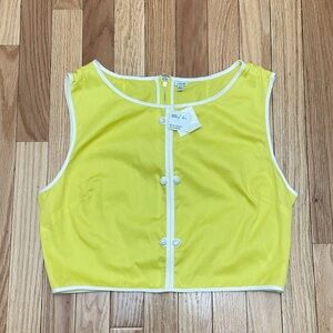 Hollister Yellow Crop Top with White Trim